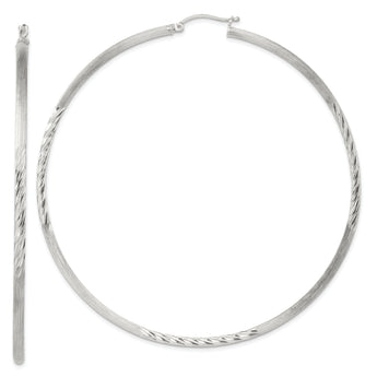 Sterling Silver 2.5mm Polished/Satin D/C Hoop Earrings