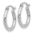 Sterling Silver Rhodium-plated 2mm Diamond Cut Hoop Earrings