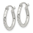 Sterling Silver 2mm Diamond Cut Hoop Earrings