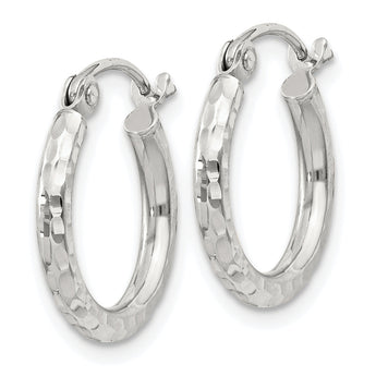 Sterling Silver 2mm Diamond Cut Hoop Earrings