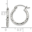 Sterling Silver 2mm Diamond Cut Hoop Earrings