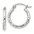 Sterling Silver 2mm Diamond Cut Hoop Earrings
