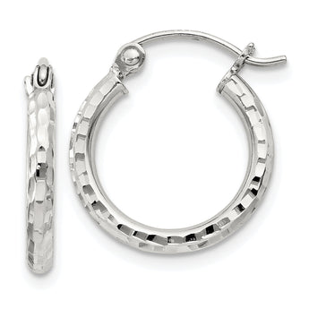 Sterling Silver 2mm Diamond Cut Hoop Earrings