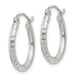 Sterling Silver 2mm Diamond Cut Hoop Earrings