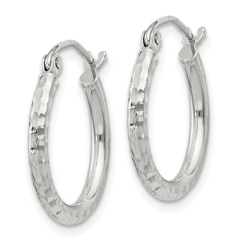 Sterling Silver 2mm Diamond Cut Hoop Earrings