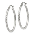 Sterling Silver 2mm Diamond Cut Hoop Earrings