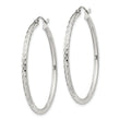 Sterling Silver 2mm Diamond Cut Hoop Earrings