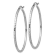 Sterling Silver Rhodium-plated 2mm Diamond Cut Hoop Earrings