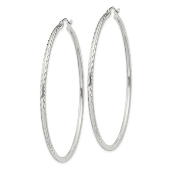 Sterling Silver 2mm Diamond Cut Hoop Earrings