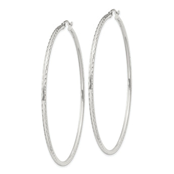 Sterling Silver 2mm Diamond Cut Hoop Earrings