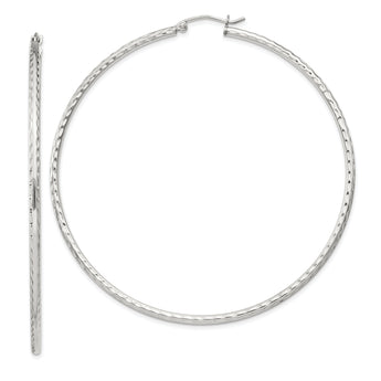 Sterling Silver 2mm Diamond Cut Hoop Earrings
