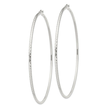 Sterling Silver 2mm Diamond Cut Hoop Earrings
