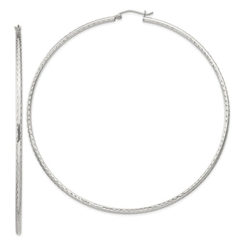 Sterling Silver 2mm Diamond Cut Hoop Earrings