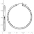 Sterling Silver Rhodium-plated 3.00mm Diamond Cut Hoop Earrings