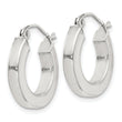 Sterling Silver 3x17mm Square Tube Hoop Earrings