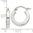 Sterling Silver 3x17mm Square Tube Hoop Earrings