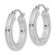 Sterling Silver Rhodium-plated 3x20mm Square Tube Hoop Earrings