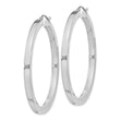 Sterling Silver Rhodium-plated 3x45mm Square Tube Hoop Earrings
