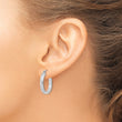 Sterling Silver Rhodium-plated Concave 3x20mm Square Tube Hoop Earrings