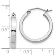 Sterling Silver Rhodium-plated Concave 3x20mm Square Tube Hoop Earrings