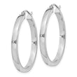 Sterling Silver Rhodium-plated Concave 3x30mm Square Tube Hoop Earrings