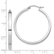 Sterling Silver Rhodium-plated Concave 3x35mm Square Tube Hoop Earrings