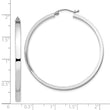 Sterling Silver Rhodium-plated Concave 3x45mm Square Tube Hoop Earrings