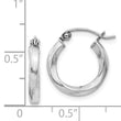 Sterling Silver Rhodium-plated Twisted 2.5x15mmHoop Earrings