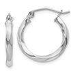 Sterling Silver Rhodium-plated Twisted 2.5x18mmHoop Earrings