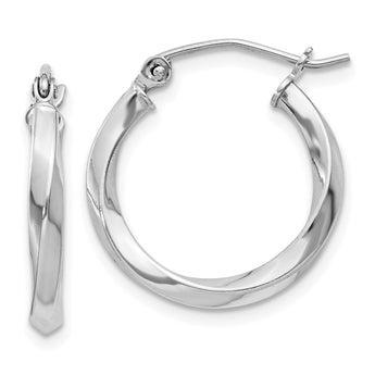 Sterling Silver Rhodium-plated Twisted 2.5x18mmHoop Earrings