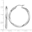 Sterling Silver Rhodium-plated 3x35mmTwisted Hoop Earrings