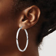 Sterling Silver Rhodium-plated 3x45mmTwisted Hoop Earrings