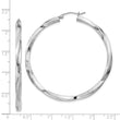 Sterling Silver Rhodium-plated 3x50mmTwisted Hoop Earrings