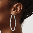 Sterling Silver Rhodium-plated 3x55mmTwisted Hoop Earrings