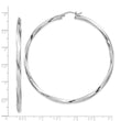 Sterling Silver Rhodium-plated 3x65mmTwisted Hoop Earrings