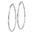 Sterling Silver Rhodium-plated 3x70mmTwisted Hoop Earrings