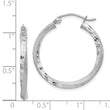 Sterling Silver RH-plated Satin Diamond-cut 2.5x25mm Twisted Hoop Earrings