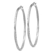 Sterling Silver RH-plated Satin Diamond-cut 2.5x55mm Twisted Hoop Earrings