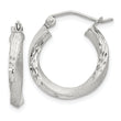 Sterling Silver Satin D/C Twisted 3x18mm Hoop Earrings