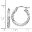 Sterling Silver Rhod-plated Satin Diamond-cut Twisted 3x20mm Hoop Earrings