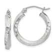 Sterling Silver Satin D/C Twisted 3x20mm Hoop Earrings