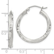 Sterling Silver Satin D/C Twisted 3x25mm Hoop Earrings