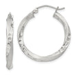 Sterling Silver Satin D/C Twisted 3x25mm Hoop Earrings