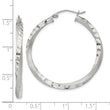 Sterling Silver Satin D/C Twisted 3x35mm Hoop Earrings
