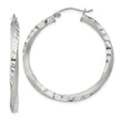 Sterling Silver Satin D/C Twisted 3x35mm Hoop Earrings