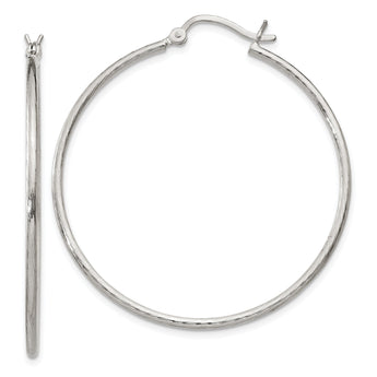 Sterling Silver Fine Twist 1.5x40mm Hoop Earrings