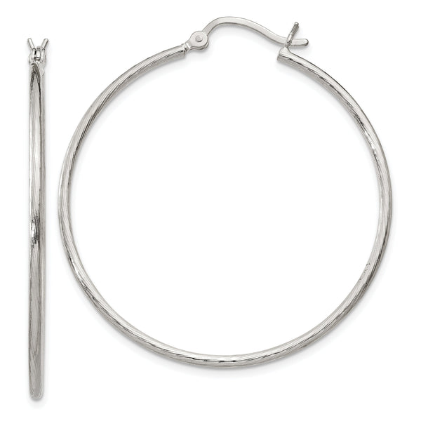 Sterling Silver Fine Twist 1.5x40mm Hoop Earrings