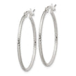 Sterling Silver Textured 2x30mm Hoop Earrings