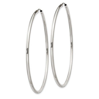 Sterling Silver 2x60mm Endless Hoop Earrings