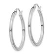 Sterling Silver Rhodium-plated 2x30mm Square Tube Hoop Earrings